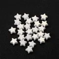Pearly white iridescent acrylic star beads with large holes for DIY jewelry crafting - 50 Pieces/Pack (Hole 1.5mm/14g) / White