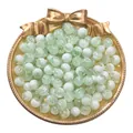 Light mint green crackle and frosted texture mixed glass beads for DIY jewelry making - Green