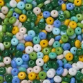 Mélange coloré de perles de verre en forme d'abaque pour bijoux faits à la main - 50 Pièces/Paquet (3x6.5mm) / Couleurs Mélangées Aléatoires (Peinture au Four)