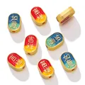 Traditional Chinese style matte gold blessing beads with red yellow gradient enamel - 吉祥如意款式(竖孔) / 2 Pcs/Set