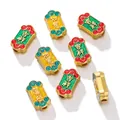 Chinese style ancient gold plated spacer beads with auspicious blessing characters for DIY - Good Fortune Cloud / Set of 2 (Vertical Hole) / Gold