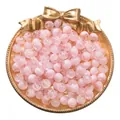 Loose pink glass beads with crackle and smooth finish for DIY jewelry and bracelets - Pink