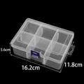 Transparente Kunststoff-Organizer-Box mit 6 Fächern, Maße 16,2 x 11,8 x 5,6 cm - Große abnehmbare quadratische 6-Gitter-Aufbewahrungsbox / 16.2cmx11.8cmx5.6cm