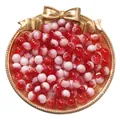 Frosted red and white gradient glass round beads for DIY jewelry making and crafts - Red