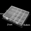 Transparente Schmuck-Organizer-Box mit verstellbaren Fächern, Größe 21x16,8x4,0 cm - Große abnehmbare 15-Gitter-Transparentbox / 21cmx16.8cmx4.0cm