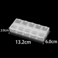 Transparente Kunststoffbox mit 10 Fächern für Schmuckzubehör Größe 13,2x6,0x2,0 cm - Große 10-Gitter Box mit Unabhängigen Deckeln / 10er Pack / Transparent