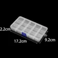 Transparente 15-Fächer Schmuck-Aufbewahrungsbox aus Kunststoff mit blauem Verschluss - Abnehmbare Kleine 15-Gitter Aufbewahrungsbox / 15er Pack / Transparent