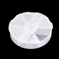 Runde transparente Kunststoff-Aufbewahrungsbox mit 7 Fächern für Schmuck und Kleinteile - Runde Transparente Kunststoff-Aufbewahrungsbox mit 6 Gitter / 6er Set / Transparent