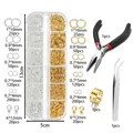 Kit complet d'accessoires de bijoux DIY avec anneaux brisés, fermoirs et outils. - Ensemble 1 / Or Argent Avec Pince Outils Environ 185g