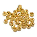 Bulk gold-plated CCB round beads with beaded edges for DIY jewelry making. - Gear Shape / 100 Pieces/Pack (4*8mm/Aperture 3mm) / Gold