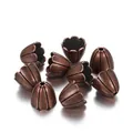 Vintage bronze flower bud bead caps for DIY jewelry making and tassels - Large Bead Cap Style 2 / 2 Pcs/Set / Copper
