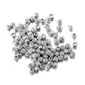 Silver CCB textured oval loose beads for DIY jewelry making accessories with hole detail - Pumpkin Shape / 100 Pieces/Pack (4*4mm/Aperture 1mm) / White Gold