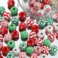 Kerst houten kralen met sneeuwvlok en rendier prints voor DIY sieraden maken projecten - 5 Stuks per Verpakking Ongeveer 8g / Stijl 01 (16mm)