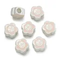 Matte silver flower-shaped spacer beads with pink enamel centers for DIY jewelry - Pack of 2 / Pink Rich Flower Straight Hole