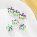 Cuentas de estrella de vidrio pintadas a mano para creación de joyas DIY y accesorios - 5 Piezas/Paquete (6.5x13x13.5mm) / Cuenta Estrella de Navidad - Púrpura