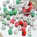 Kersthouten kralen met spiraalprint, sneeuwpop en boompatronen voor DIY-knutselprojecten - 5 Stuks per Verpakking Ongeveer 8g / Stijl 04 (16mm)