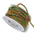 Cordón trenzado multicolor de 3 mm para hacer joyas hechas a mano y manualidades DIY - 3mm x 2m (1 Rollo) / Verde Amarillo Azul