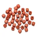 Set van kleine oranje vierkante houten kralen met gaten voor DIY handgemaakte sieraden - 100-pack (6x6.5mm/2mm Gat) / Oranje