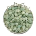 10mm teal glass beads with gold flecks for DIY jewelry making and phone charms. - 50 Pieces/Pack (10mm) / Green Gold Foil Floral Bead