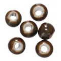 Cuentas de cerámica esmaltada marrón con agujero grande para crear joyas DIY - Estilo 15 (Cuenta redonda de agujero grande)