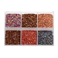 Juego de 6 compartimentos de piedras de cristal trituradas para decoración y energía - Tonos Marrones / Caja de 6 rejillas