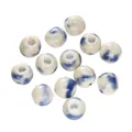 Handmade blue and white marbled ceramic round beads for DIY jewelry and accessory making - 6mm (20 Pieces/Pack) / Beige And Blue Splatter