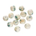 Handmade round ceramic beads with green speckled glaze for DIY jewelry making. - 6mm (20 Pieces/Pack) / Beige Yellow Green