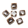 Cuentas de cerámica cuadradas con esmalte reactivo marrón para joyas y pulseras - Estilo 17 (Forma de cubo)