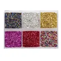 Set de piedras de cristal natural en caja de 6 compartimentos para decoraciones DIY - Set 6 Colores 1 / Caja de 6 rejillas