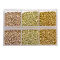 Juego de piedras trituradas metálicas doradas y oro rosa en caja de 6 compartimentos. - Tonos Oro 1 / Caja de 6 rejillas