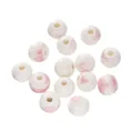 Handmade round pink and white marble pattern ceramic beads for DIY jewelry making crafts - 6mm (20 Pieces/Pack) / Pink Floral
