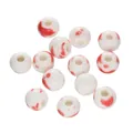 Round white ceramic beads with decorative red ink splash pattern for DIY jewelry crafts 6-12mm - 6mm (20 Pieces/Pack) / Red Flower (Red and White Splatter Pattern)