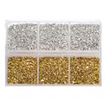 Juego de 6 compartimentos de piedras metálicas trituradas de oro y plata para manualidades - Duo Oro y Plata / Caja de 6 rejillas