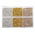 Set de 6 compartimentos de piedras trituradas metálicas en plata, oro y oro rosa decor. - Set Oro-Plata 1 / Caja de 6 rejillas