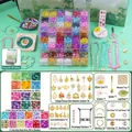 Kit de perles vintage DIY pour enfants incluant des breloques et des outils - Édition Ultime Guochao (24 Couleurs 1200 Perles) 9 Compartiments + Sac