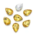 Strass in vetro giallo 10x14mm a goccia sfaccettati per abbigliamento e gioielli DIY - Confezione da 10 / Giallo (Stile 09)