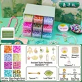 Kit de perles pour bijoux enfants avec boîte, perles en verre et pendentifs. - Édition de Luxe Guochao (8 Couleurs 400 Perles) 72 Compartiments + Sac