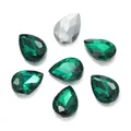Strass in vetro sfaccettato verde smeraldo a forma di pera per gioielli e nail art - Confezione da 10 / Verde Scuro (Stile 10)
