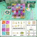 Kit de perles de bracelet DIY style ancien avec 400 perles en verre et coffret cadeau luxe - Édition de Luxe Guochao (8 Couleurs 400 Perles) 9 Compartiments + Sac