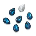 Strass in vetro a goccia blu intenso 10x14mm con retro in argento per artigianato fai da te - Confezione da 10 / Blu Lago Scuro (Stile 13)