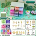 Kit complet de perles de bijoux DIY pour enfants avec boîte de rangement et pendentifs anciens - Édition Suprême Guochao (14 Couleurs 700 Perles) 72 Compartiments + Sac