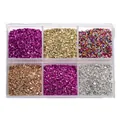 Juego de 6 colores de piedras de cristal naturales trituradas en caja organizadora - Set 6 Colores 3 / Caja de 6 rejillas