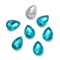 Strass in vetro turchese a forma di pera 10x14mm con retro argentato a punta per decorazioni DIY - Confezione da 10 / Verde Acqua (Stile 17)