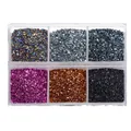 Juego de 6 compartimentos de piedras de cristal trituradas metálicas de colores. - Tonos Oscuros / Caja de 6 rejillas