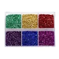 Juego de 6 compartimentos de piedras de cristal trituradas de colores decorativas hogar - Colores Arcoíris / Caja de 6 rejillas