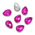 Strass in vetro a goccia sfaccettati 10*14mm di alta qualità in fucsia e argento per il fai da te - Confezione da 10 / Rosso Rosa (Stile 24)