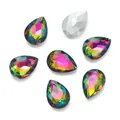Strass in vetro cristallo AB a goccia 10x14mm per decorazioni fai-da-te e nail art chic - Confezione da 10 / Colori Misti (Stile 66)