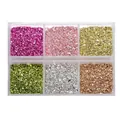 Conjunto de seis piedras de cristal natural de colores en caja de almacenamiento - Tonos Dorados A / Caja de 6 rejillas
