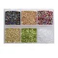 Juego de piedras de cristal natural de colores en una caja organizadora de seis compartimentos - Tonos Dorados B / Caja de 6 rejillas