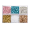 Juego de 6 colores de piedras de cristal natural en caja transparente para decoración - Tonos Dorados C / Caja de 6 rejillas